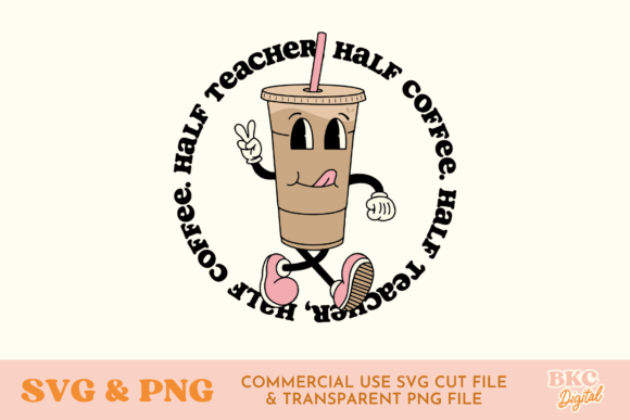 Half Teacher Half Coffee Retro Mascot: A Unique Graphic Design Asset for Content Creators