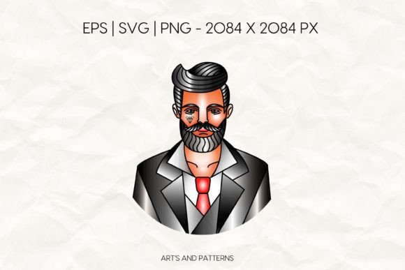 Man Old School Tattoo Clipart SVG PNG: Graphics and Illustrations for Real Projects
