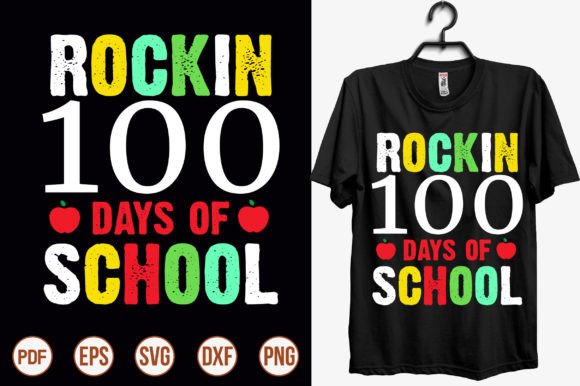 Rockin 100 Days of School Graphics for T-Shirt Designs and Branding